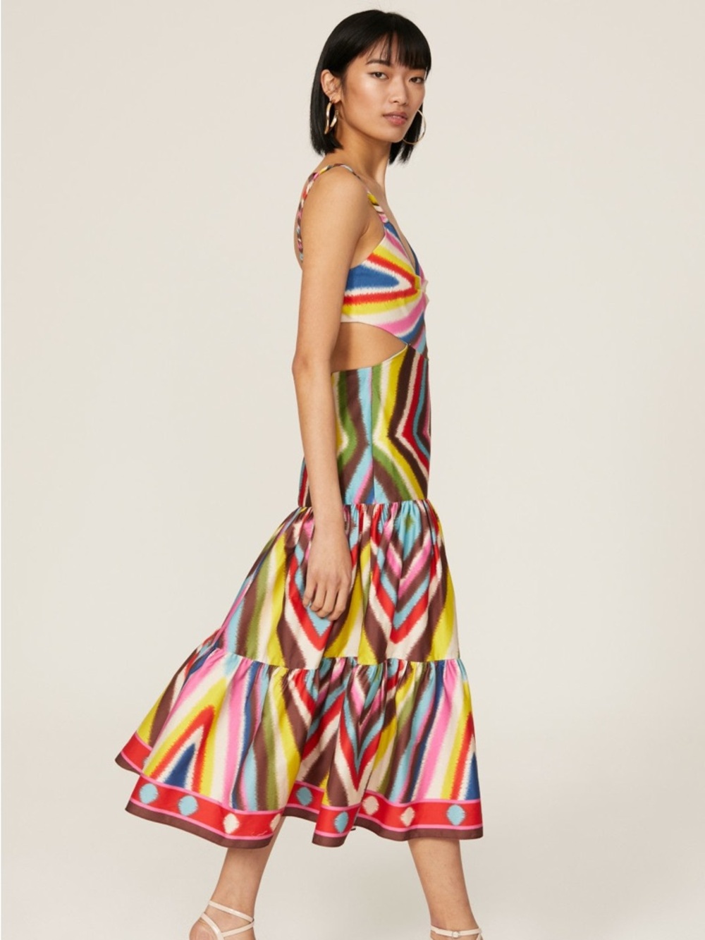 Alexis Multicolor Geometric Tiered Midi Dress - Picture 3 of 7